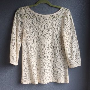 LOFT lace 3/4 top XS